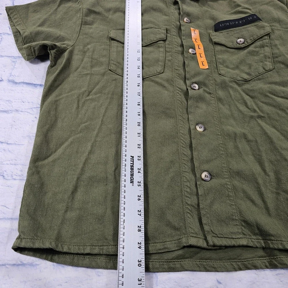 Zara Button Shirt MENS L Olive Green Short Sleeve Utility Gorpcore Pocket